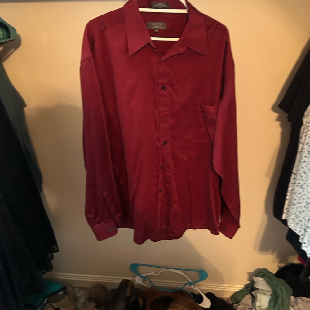 Claiborne Men's Rich Burgundy Casual Button Down Shirt
